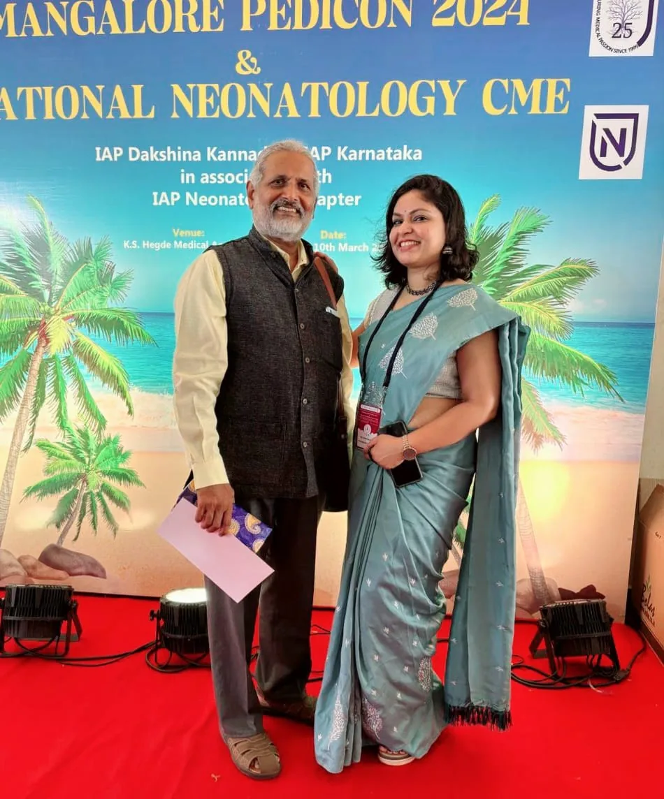 Dr. Swathi Rao with a senior colleague at Mangalore Pedicon 2024